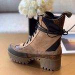 Louis Vuitton Laureate Desert Boot Patent Monogram Material Brown For Women LV 1A4XYE