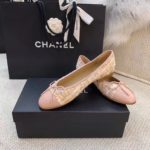 Chanel Ballerina Flats Tweed and Grosgrain Light Pink For Women, Women's Shoes G02819