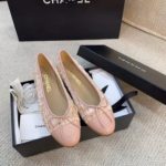 Chanel Ballerina Flats Tweed and Grosgrain Light Pink For Women, Women's Shoes G02819