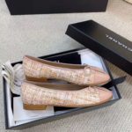 Chanel Ballerina Flats Tweed and Grosgrain Light Pink For Women, Women's Shoes G02819