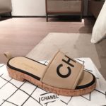 Chanel Woven Chain Cork Sandals Tweed Beige/Black For Women, Women's Shoes