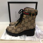 Gucci Trip GG Wool Combat Boots By Canvas Beige/Ebony For Women GG