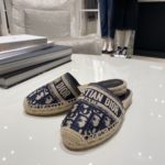 Christian Dior Granville Espadrille Deep Blue Dior Oblique Embroidered Cotton Blue For Women CD