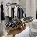 Christian Dior Granville Espadrille Deep Blue Dior Oblique Embroidered Cotton Blue For Women CD
