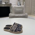Christian Dior Granville Espadrille Deep Blue Dior Oblique Embroidered Cotton Blue For Women CD