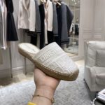 Christian Dior Granville Espadrille White Embossed Lambskin White For Women CD