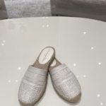 Christian Dior Granville Espadrille White Embossed Lambskin White For Women CD