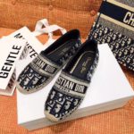 Christian Dior Granville Espadrille Dark Blue Dior Oblique Embroidered Cotton Black For Women CD