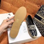 Christian Dior Granville Espadrille Dark Blue Dior Oblique Embroidered Cotton Black For Women CD