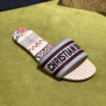 Christian Dior Dway Kaleidiorscopic Mule Sandals in Embroidered Cotton Calfskin Leather Spring/Summer Collection Light Pink/Burgundy