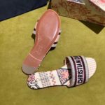 Christian Dior Dway Kaleidiorscopic Mule Sandals in Embroidered Cotton Calfskin Leather Spring/Summer Collection Light Pink/Burgundy