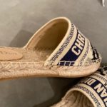 Christian Dior Granville Mule Embroidered Cotton Deep Blue For Women CD