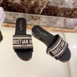 Christian Dior Dway Slide Black Embroidered Cottot For Women CD KCQ166ERC_S56B