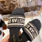 Christian Dior Dway Slide Black Embroidered Cottot For Women CD KCQ166ERC_S56B