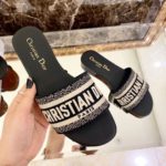 Christian Dior Dway Slide Black Embroidered Cottot For Women CD KCQ166ERC_S56B