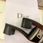 Christian Dior Dway Heeled Slide Deep Black Embroidered Cotton Deep For Women CD KCQ244ERC_S56B