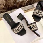 Christian Dior Dway Heeled Slide Deep Black Embroidered Cotton Deep For Women CD KCQ244ERC_S56B