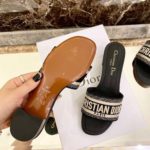 Christian Dior Dway Heeled Slide Deep Black Embroidered Cotton Deep For Women CD KCQ244ERC_S56B
