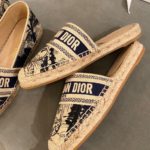 Christian Dior Granville Mule Embroidered Cotton Deep Blue For Women CD