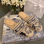 Christian Dior Granville Mule Embroidered Cotton Deep Blue For Women CD