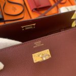 Hermes Kelly Wallet To Go Woc Epsom Wine For Women, Women's Wallet 8.3in/21cm