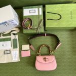 Gucci Bamboo 1947 Small Top Handle Bag  Pink  For Women 8.3in/21cm GG 675797 10ODT 5467