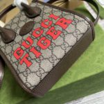 Gucci Tiger GG Mini Tote Bag Beige And Ebony GG Supreme Canvas Brown 7.8in/20cm GG 671623 US7EC 9396