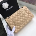 Chanel Classic Handbag Silver Hardware Beige For Women, Women's Bags, Shoulder And Crossbody Bags 10.2in/26cm A01112