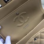 Chanel Classic Handbag Silver Hardware Beige For Women, Women's Bags, Shoulder And Crossbody Bags 10.2in/26cm A01112