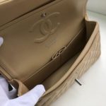 Chanel Classic Handbag Silver Hardware Beige For Women, Women's Bags, Shoulder And Crossbody Bags 10.2in/26cm A01112