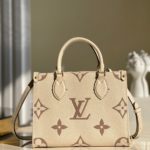 Louis Vuitton Onthego PM Monogram Empreinte Tourterelle Grey/Beige For Women, Women's Handbags, Shoulder And Crossbody Bags 9.8in/25cm LV M45654