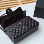 Chanel Classic Handbag Silver Hardware Black For Women, Women's Bags, Shoulder And Crossbody Bags 10.2in/26cm A01112