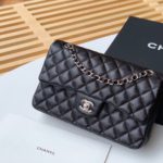 Chanel Classic Handbag Silver Hardware Black For Women, Women's Bags, Shoulder And Crossbody Bags 10.2in/26cm A01112