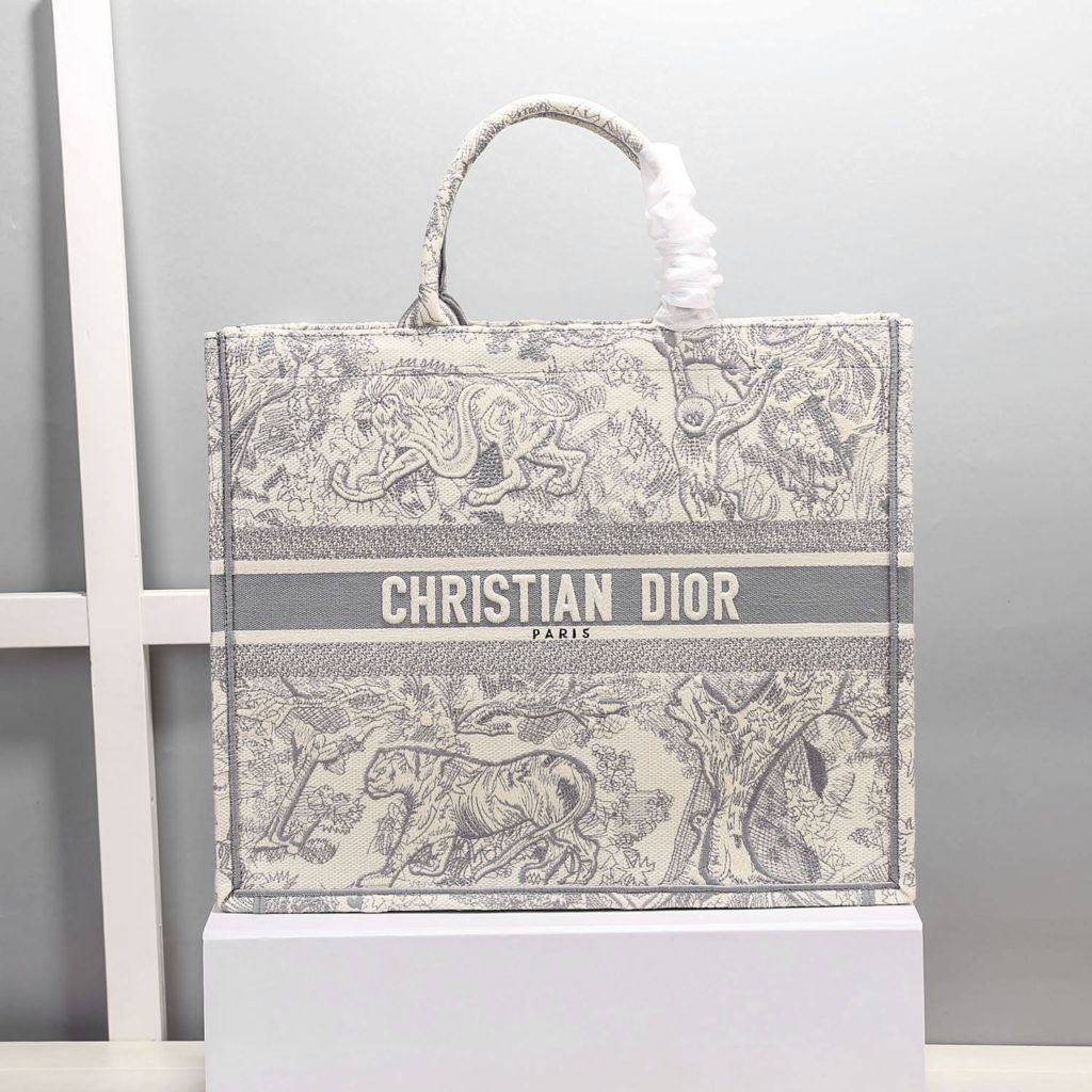 Christian Dior Medium Dior Book Tote Bag By Maria Grazia Chiuri Grey For Women 14in/36cm CD M1296ZTDT_M932
