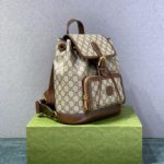 Gucci Backpack With Interlocking G Beige And Ebony GG Supreme Canvas Brown 11.8in/30cm GG 674147 92THG 8563
