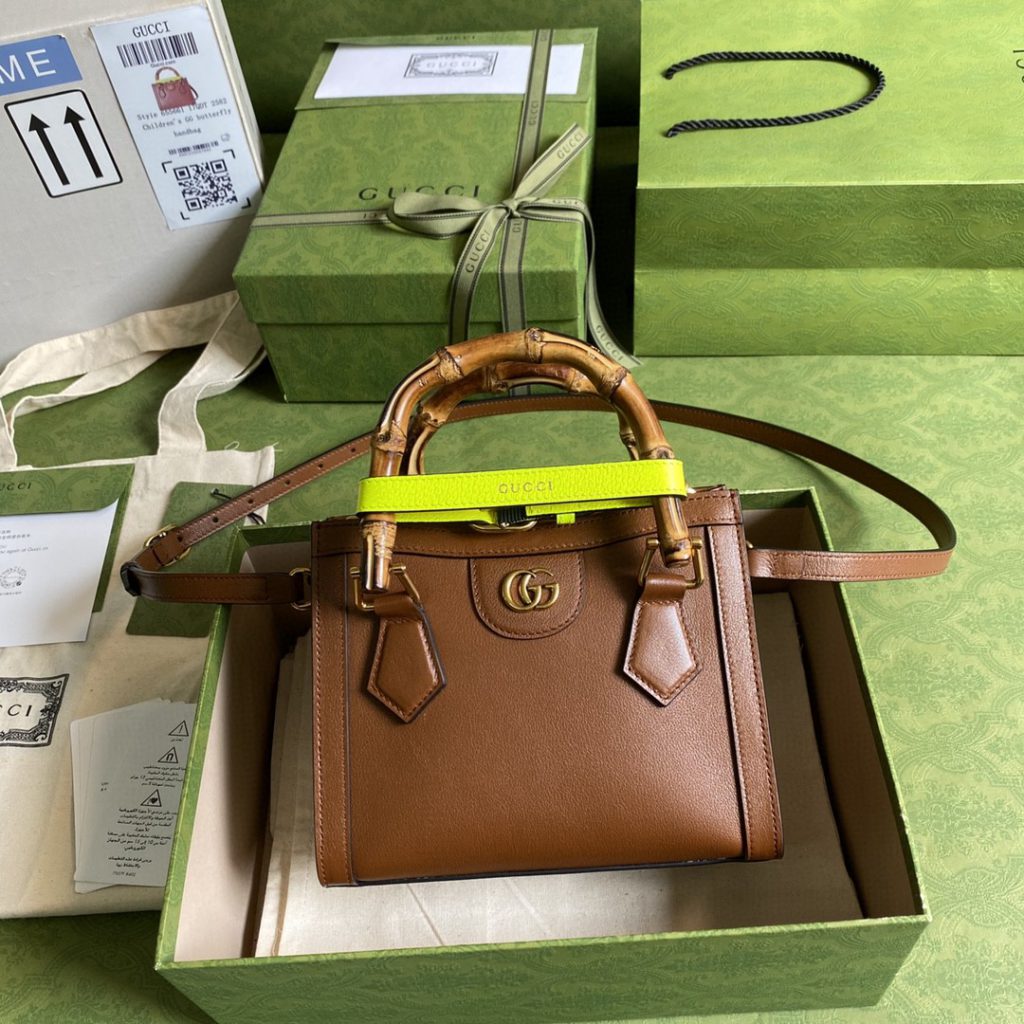 Gucci Diana Mini Tote Bag Brown For Women  8in/20cm GG 702732 U3ZDT 2185