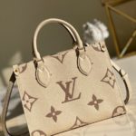 Louis Vuitton Onthego PM Monogram Empreinte Tourterelle Grey/Beige For Women, Women's Handbags, Shoulder And Crossbody Bags 9.8in/25cm LV M45654