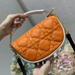 Christian Dior Small Dior Vibe Hobo Bag Fluorescent Orange Macrocannage, Orange, For Women Women's Handbags, Crossbody Bags, 20cm CD M7200ODDO_M057