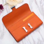 Hermes Constance Togo Long Wallet 20cm/7.9in Silver Toned Hardware For Women Orange