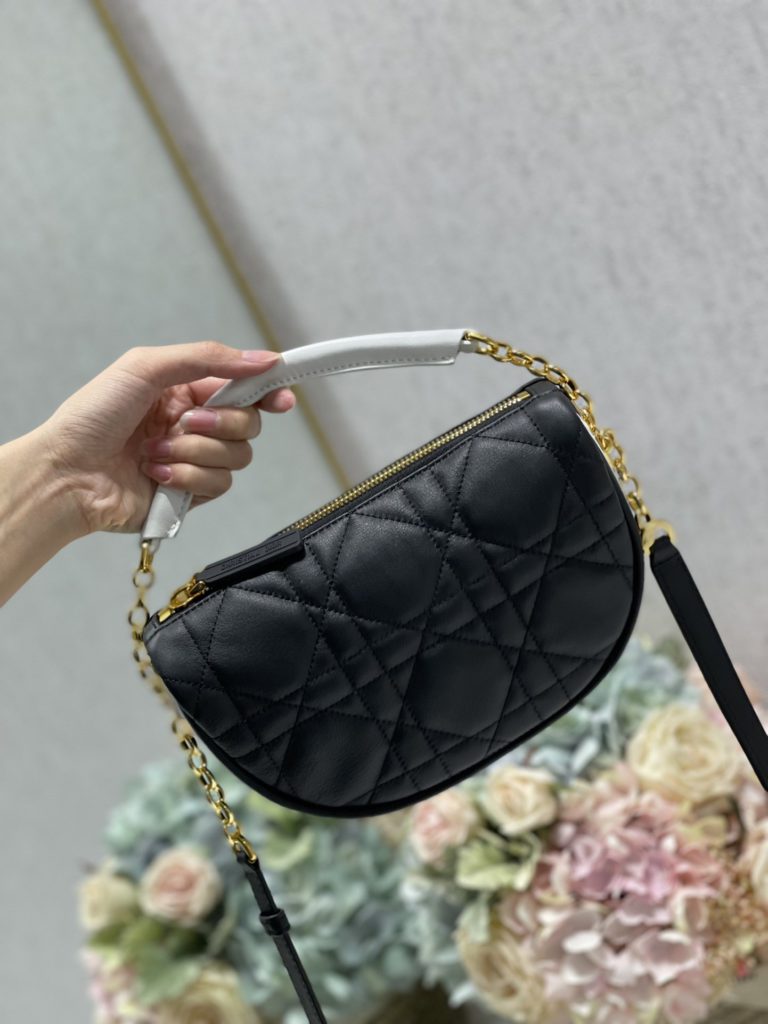 Christian Dior Small Dior Vibe Hobo Bag Black Cannage, Black, For Women Women's Handbags, Crossbody Bags, 20cm CD M7200ONOA_M911