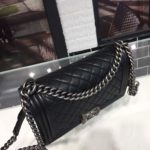 Chanel Boy Handbag Silver Hardware Black For Women, Women's Handbags, Shoulder And Crossbody Bags 9.8in/25cm A67086