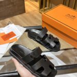 Hermes Chypre Sandal Black For Women, Women's Shoes H211114Z 02350