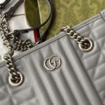 GG Marmont Small Tote Bag Dark Grey Matelassé For Women 10in/26.5cm 681483 UM8BN 1711
