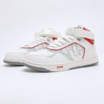 Dior High Top White Dior Oblique and Red Border Sneaker For Men, Men's Shoes