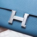 Hermes Constance Togo Long Wallet 20cm/7.9in Silver Toned Hardware For Women Blue