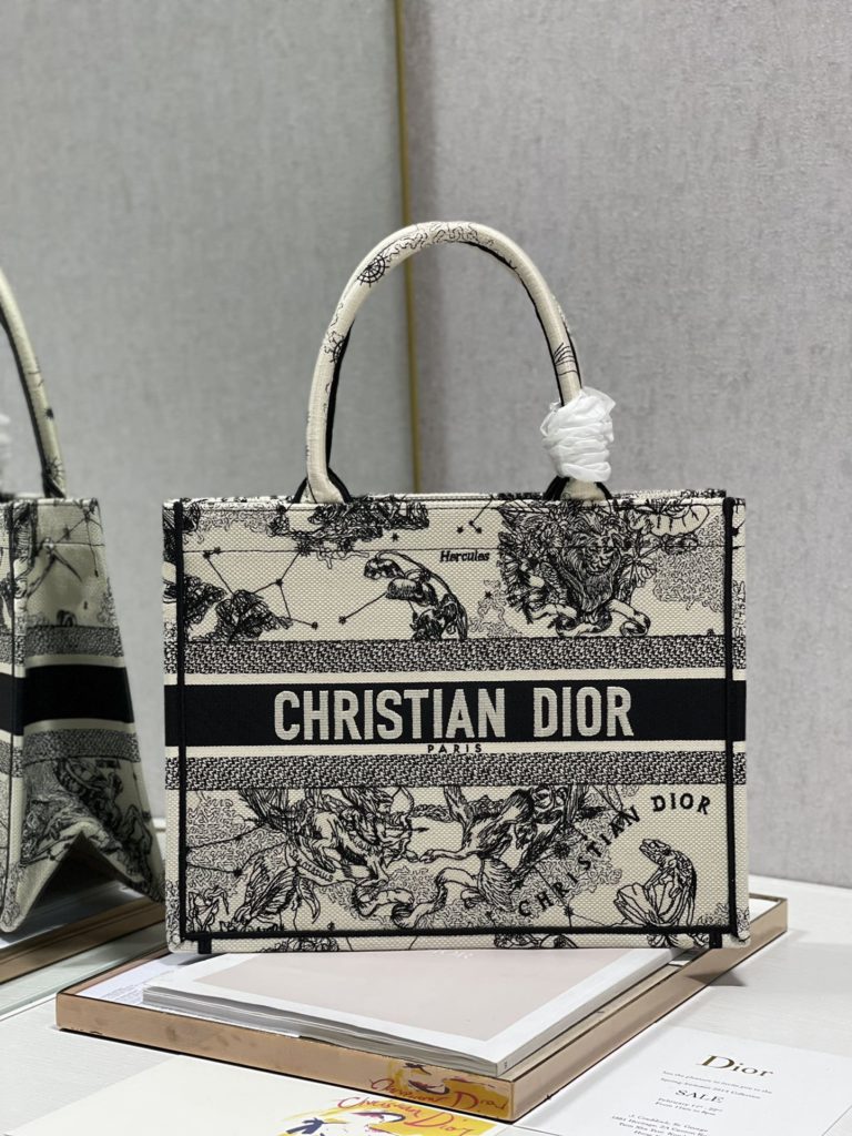 Christian Dior Medium Dior Book Tote Bag, Black/White, For Women Women’s Handbags, Shoulder Bags, 36cm CD M1296ZRHZ_M941