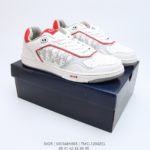 Dior Low Top Sport Shoes White Dior Oblique and Red Border For Men, Men's Shoes