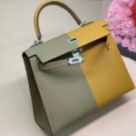 Hermes Kelly 28 Sellier Epsom Bag Grey/Yellow For Women, Women’s Handbags, Shoulder Bags 11in/28cm