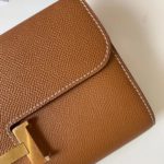 Hermes Constance Togo Long Wallet  21cm/8.3in Gold Toned Hardware For Women Brown