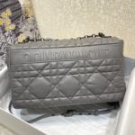 Christian Dior Large Dior Caro Bag Grey Padded Macrocannage, Dark Grey, For Women Women’s Handbags, Crossbody Bags, 28cm CD